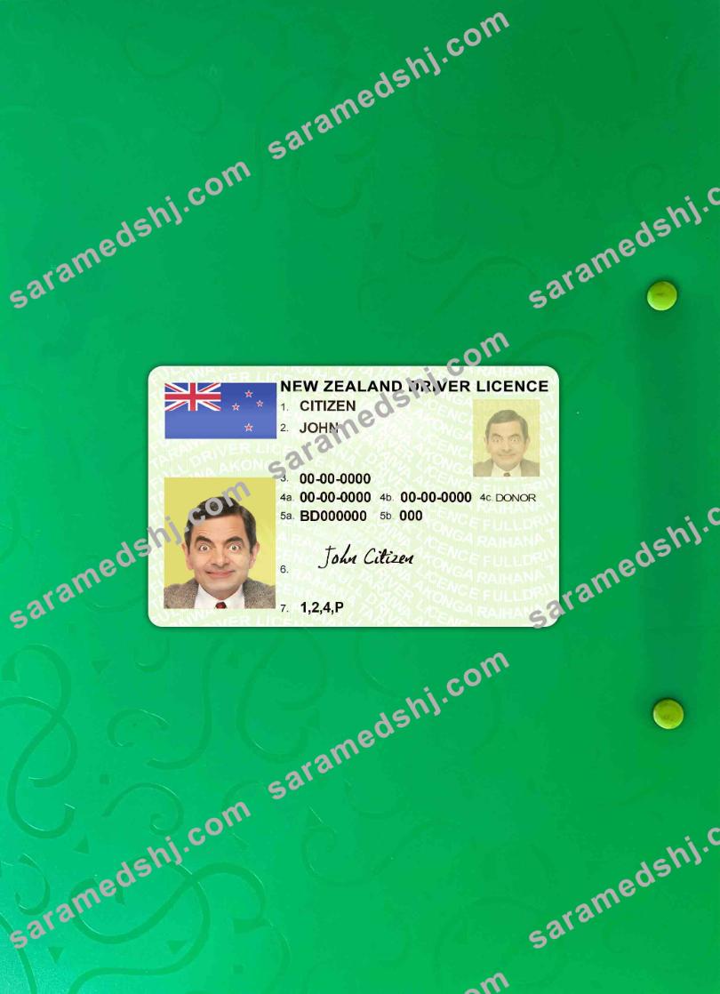 New Zealand green driving license (fully qualified) photolook FRONT